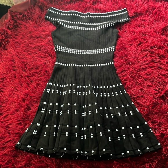 Adelyn Rae Black and White Embellished Off-Shoulder Mini Dress - Picture 4 of 6